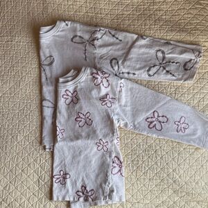 Zara Girls Long Sleeve Tees with Floral and Bow Glitter Designs